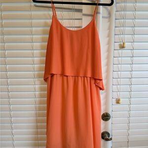 Massimo Coral Layered Pleated Chiffon Camisole Dress Size L